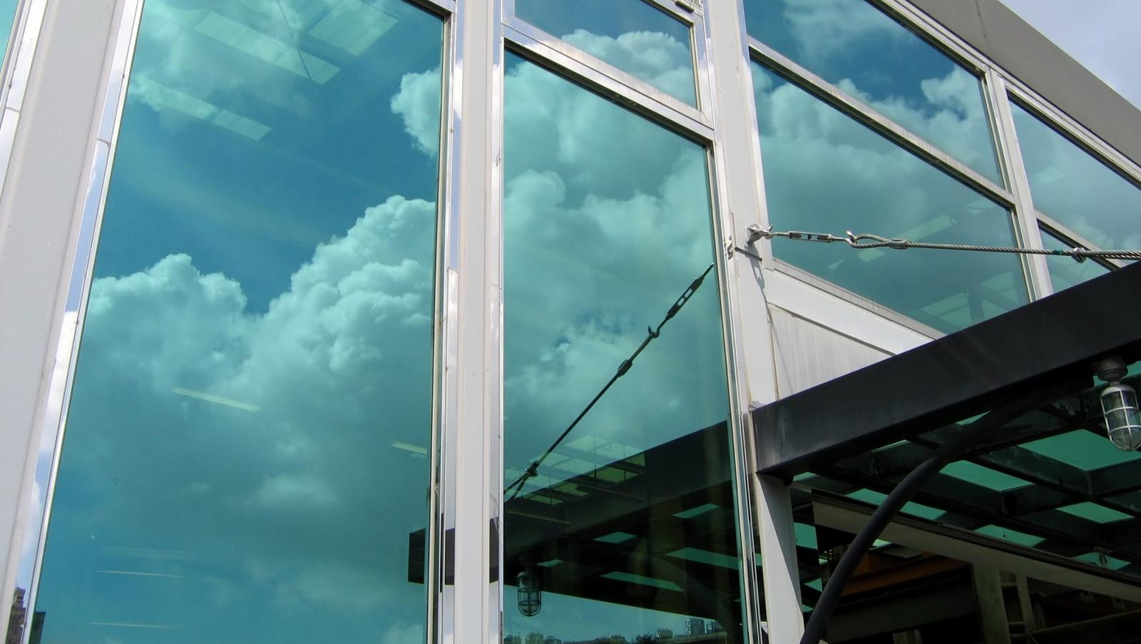 Newly repaired glass on a Cork office